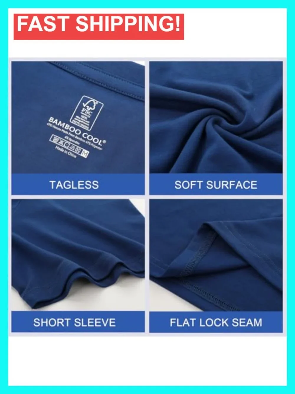 3-Pack Mens Moisture Wicking Undershirts Soft Stretchy Crew Neck Tees